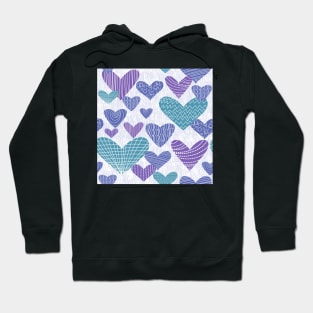 Pantone 2022 hearts in periwinkle, teal and lavender Hoodie